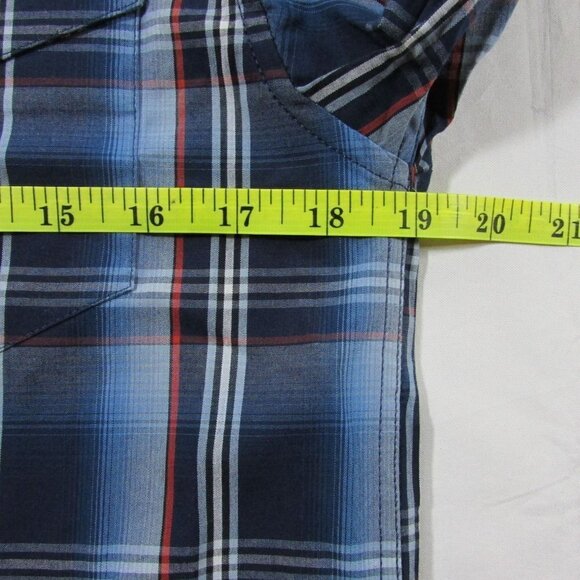 Panhandle Select Boy's Large (14) Long Sleeve Plaid Snap Shirt - Blue - Picture 3 of 4